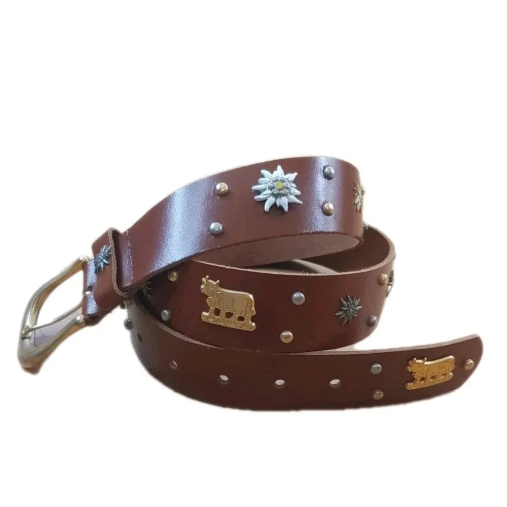 Coastal Cowgirl Western Rockabilly Belt Floral Cows Studded Woman Large 33